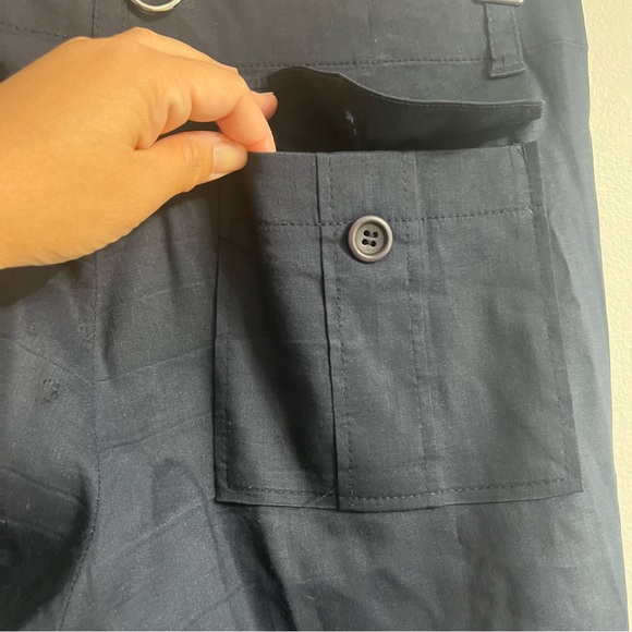 Theory Linen Blend Convertible Cargo Pants w Adjustable Lengths Navy Blue Sz 4 - Picture 9 of 9